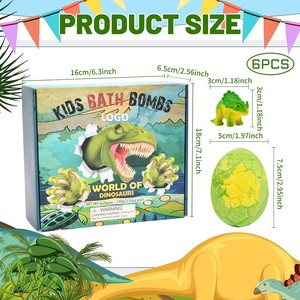 Venta al por mayor lindo textura dinosaurios huevo forma sorpresa dinosaurio juguetes bombas de baño con burbuja rica - Product Image 2