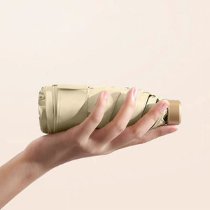 2025新款迷你口袋雨伞女庞基黑色涂层6折折叠便携式防紫外线手动控制现代旅行全 - Product Image 2