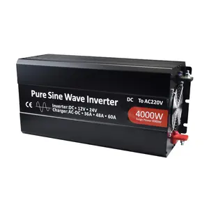 Inverter gelombang sinus murni, jadi 220V konverter baterai 4000W daya tinggi untuk kendaraan rumah tangga
