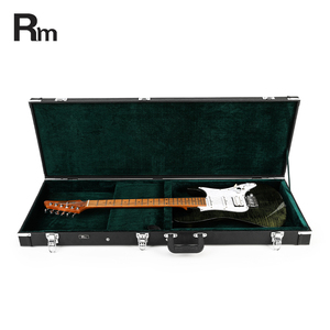 Étui rigide en cuir noir durable personnalisé pour <span class=keywords><strong>guitare</strong></span> <span class=keywords><strong>Fender</strong></span>, étui rigide carré en bois, sacs et étuis pour instruments - Product Image 1