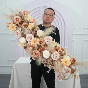Handmade Rose Silk Flower Runner for Wedding Mother's Day & Christmas Backdrop Decoration Customizable Size - Product Image 1