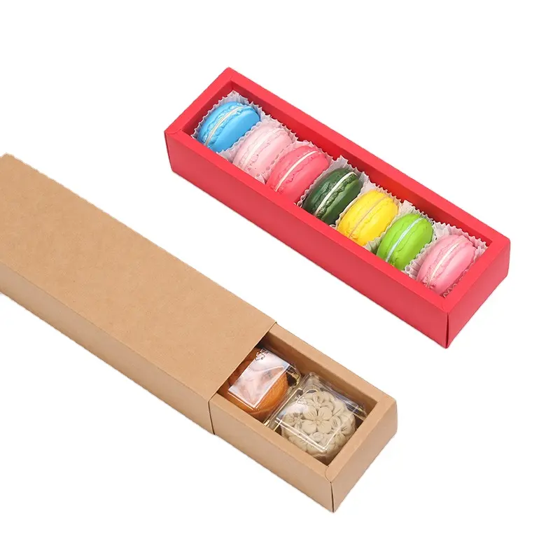 卸売カスタマイズデザート引き出しボックス仕切り付きカップケーキ包装ボックスマカロンクッキースイスロールボックス