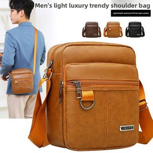 PU Small Square Business Casual Waterproof Shoulder Crossbody <b>Backpack</b> for Men - Product Image 5