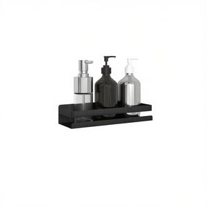 Étagère de douche en acier inoxydable 304 brossé noir mat, étagères de salle de bain murales, design minimaliste, 18 pouces de largeur, un seul niveau - Product Image 1