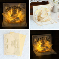 Carte de vœux 3D pop-up en forme de gâteau d'anniversaire avec lumière LED et musique, carte pop-up d'anniversaire de luxe découpée au laser, faite à la main, cadeau