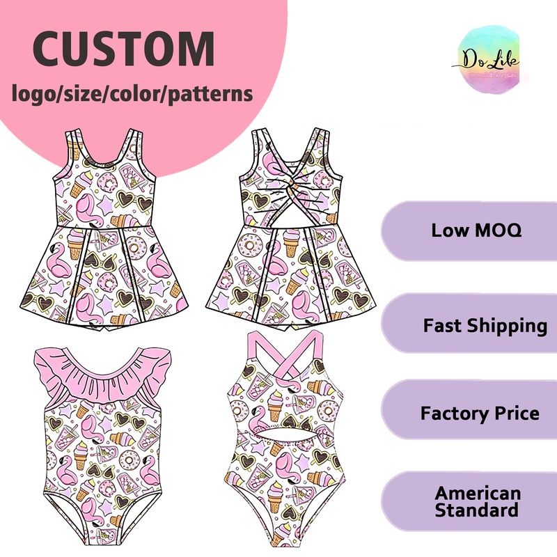Baby Girls Swimsuit Ruffle Swimwear Bow