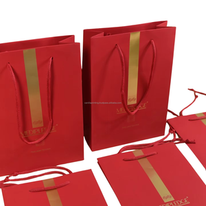 Sac en papier de luxe personnalisé avec poignée en ruban logo doré Poignée en ruban de qualité supérieure pour les promotions et l'emballage des achats - Product Image 1