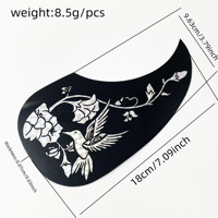 Protector de Guitarra Acústica con Diseño de Flor Negra y Plateada, Forma de Gota de Agua, Antiarañazos, para Guitarras de 40 y 41 Pulgadas