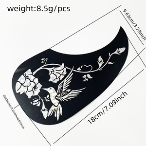 Protector <span class=keywords><strong>de</strong></span> Guitarra Acústica con Diseño <span class=keywords><strong>de</strong></span> Flor Negra y Plateada, Forma <span class=keywords><strong>de</strong></span> Gota <span class=keywords><strong>de</strong></span> Agua, Antiarañazos, para Guitarras <span class=keywords><strong>de</strong></span> 40 y 41 Pulgadas - Product Image 2