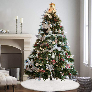 Màu xanh lá cây PE + PVC mix Flock cây nhân tạo Cây giáng sinh với ấm trắng đèn LED với bộ điều khiển giáng sinh trang trí - Product Image 2