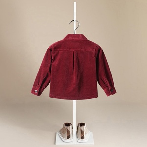 Vêtements pour enfants BEMIDJI printemps-automne, 95% coton, velours côtelé respirant, décontracté élégant, manches longues, motif uni, col rabattu, pour garçons - Product Image 2