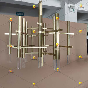 Palo de Metal, iluminación de techo de cristal, luces colgantes modernas para interiores, sala de estar decorativa, comedor, candelabro Lynx - Product Image 1