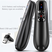 Puntero Láser Rojo Inalámbrico con Control Remoto 2.4G R400, Batería AAA, Receptor USB C, Alcance de 25m, Control de Páginas Ascendente/Descendente para PowerPoint, 1 Año de Garantía