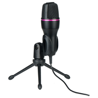 Microphone de studio à condensateur sans fil de haute qualité pour ordinateur de bureau, corps métallique, éclairage RGB, réduction du bruit pour une conception professionnelle
