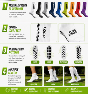 Chaussette de football antidérapante pour hommes Chaussette de football tricotée respirante Chaussette de football personnalisée à prise antidérapante avec logo - Product Image 2