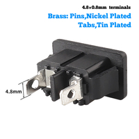 Prise d'alimentation IEC LZ-8-6AS9 C8 à 2 broches, 2 sorties, prise secteur AC universelle, support de prise électrique en laiton