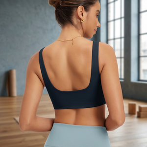 Seamless Performance Medium <b>Support</b> Yoga Sports Bra Lightweight SquareNeck Wirefree <b>Crop</b> <b>Top</b> Front Custom Breathable Wholesale - Product Image 3