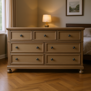 Commode de chambre classique avec 7 tiroirs en bois massif, design traditionnel, meuble autoportant - Product Image 2