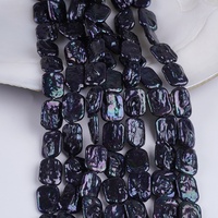 Perla Natural de Agua Dulce, 14*19mm, Bloque Rectangular, Grado Semiterminado, Sin Color Negro, Hilo para Collar, Accesorios para Joyería DIY