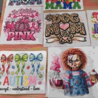 Transferts DTF personnalisés pour t-shirts, prêts à être pressés, motifs de transfert thermique, impression de logo sur vêtements, transferts personnalisés pour vêtements