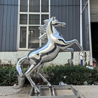 Sculpture de cheval personnalisée en acier inoxydable, finition cuivre coulé effet bronze, surface miroir, abstraite, grande taille, en métal