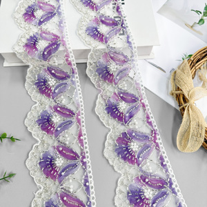 Bordure en dentelle perlée brodée en patchwork de mailles colorées <span class=keywords><strong>pour</strong></span> la décoration de vêtements, col de robe, accessoires de mariage et de mode DIY - Product Image 2