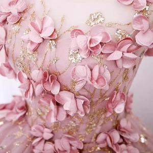 Nuevo Vestido <span class=keywords><strong>de</strong></span> Novia Rosa Estilo Princesa Coreana, Elegante Vestido <span class=keywords><strong>de</strong></span> <span class=keywords><strong>Noche</strong></span> sin Tirantes con Escote en V <span class=keywords><strong>para</strong></span> Bodas y Fiestas Nupciales - Product Image 4