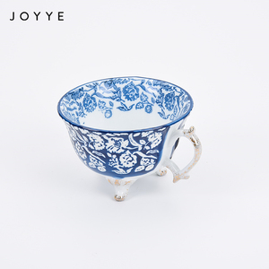 Joyye Hand Painting Three <strong>Footed</strong> <strong>Mug</strong> for Tea Flower Dinner Set 250ml Porcelain Tea Cup <strong>Mug</strong> Gold Speckle on Handle - Product Image 2