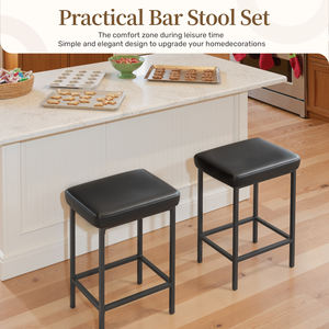 Banco de Bar Moderno Impermeable de Cuero PU, Altura Fija, Estructura de Hierro con Esponja 28D, Fácil de Limpiar, para Uso Comercial, Hogar, Gimnasio - Product Image 3