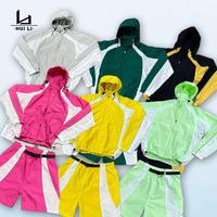 Ensemble de sport HuiLi Streetwear pour homme, veste softshell légère et short, fermeture éclair, 100% nylon, deux pièces, coupe-vent, survêtement