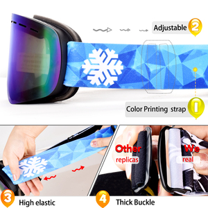 HUBO 108A Gafas de esquí sin marco Las mejores gafas de snowboard Gafas con logotipo personalizado Compatible Azul Rojo Plata Verde Hecho <span class=keywords><strong>PC</strong></span> duradero - Product Image 4