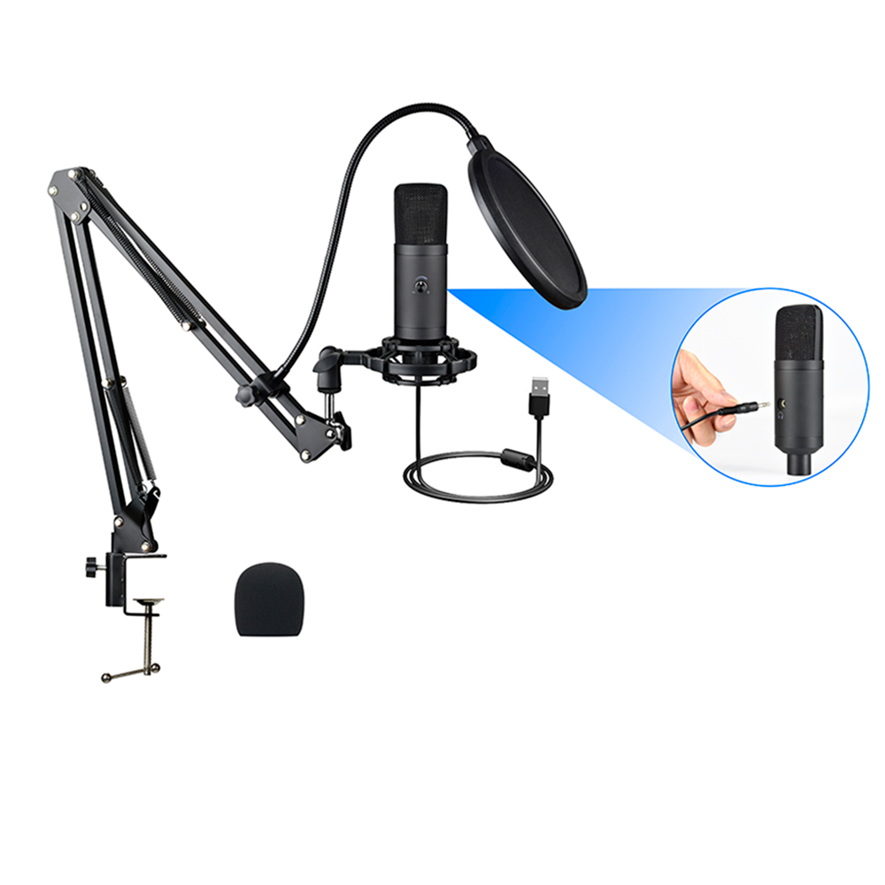 Karaoké pas cher USB Micro Casque Port Professional Ordinateur USB Enregistrement Home Studio Micro À Condensateur Avec Pied De