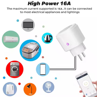 Prise intelligente WiFi Tuya 16A/20A EU avec fonction de surveillance de la consommation d'énergie, fonction de minuterie, application Smart Life, commande vocale via Alexa Google