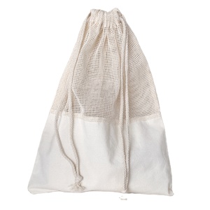 Cotton <b>Mesh</b> Bags with Drawstring Washable Reusable <b>Mesh</b> Net Recyclable Eco Friendly Biodegradable - Product Image 1
