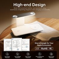 Station de charge rapide 3-en-1 avec port Type-C pour chargeur magnétique sans fil, veilleuse à trois niveaux, 15W max pour téléphone portable et montre