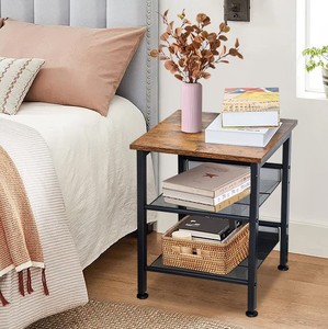 3 Floor Storage Bedroom Living Room Farmhouse Lok Black Industrial <strong>Narrow</strong> Nightstand Small Space <strong>Side</strong> <strong>Table</strong> - Product Image 2