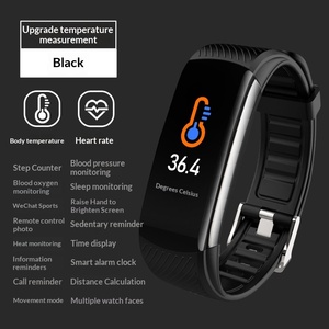 Bracelet intelligent avec surveillance de la température corporelle, de la fréquence cardiaque, de la pression artérielle, du sommeil, de l'oxygène sanguin, écran TFT, bracelet en silicone et métal C6T - Product Image 4