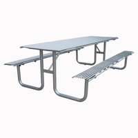 Table de pique-nique en métal tubulaire moderne commerciale d'extérieur ensemble de meubles de jardin table basse de patio extérieur en acier avec banc