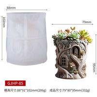 B63871 Moule en silicone pour pot de fleurs en forme de maison d'arbre de conte de fées, pot à succulentes en plâtre et résine époxy, décoration de bureau en forme de souche d'arbre forestier