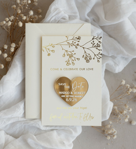 Aimant personnalisé en acrylique miroir doré Save the Date Carte d'<span class=keywords><strong>invitation</strong></span> de mariage Enveloppe bleue Cartes d'information invitations de mariage - Product Image 4