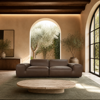 Canapé modulaire en cuir minimaliste italien, canapé sectionnel carré, canapé en cuir véritable pour salon, taille personnalisée OEM ODM