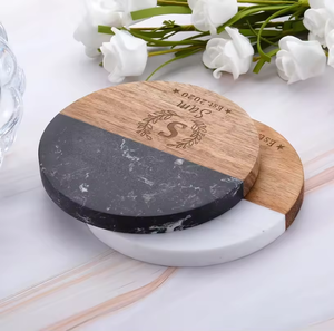 Posavasos y mármol Madera de Acacia Alfombrillas y almohadillas de madera en blanco para grabado láser para bebidas - Product Image 3