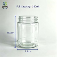 Pot en verre transparent bombé court de 300 ml avec col à vis pour miel, confiture, sauce chili, emballage alimentaire