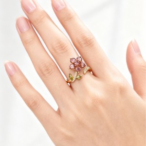 Original Design Rotating Flower Opening Ring Copper Alloy Micro Pave Zircon Adjustable Band Gift Jewelry - Product Image 2