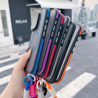 Chargement sans fil avec lanière Étui rigide magnétique mat pour iPhone 16 15 14 Pro Max Plus 13 12 11 Cases