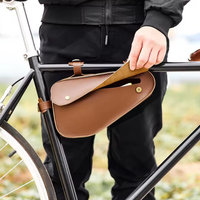 Sac de cadre de vélo en cuir PU rétro, petit sac triangulaire pour tube de vélo, pochette à outils de réparation, sac multifonction portable