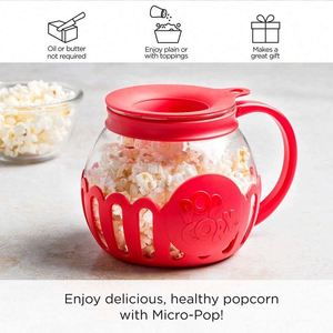 Recipiente para Palomitas de Maíz de Vidrio Borosilicato Apto para Microondas, Ecológico, 3 en 1, con Tapa de Silicona, Apto para Lavavajillas, Libre de BPA, para Fiestas - Product Image 4
