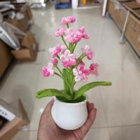 Benang rajut Mini buatan tangan, Pot bunga rajut Forget Me Not bunga untuk Hari Ibu wisuda hadiah Desktop Halloween