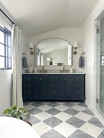 Mármol Blanco Carrara Natural y Mármol Gris Bardiglio, Baldosas para Piso y Pared con Diseño de Tablero de Ajedrez, Acabado Mate Pulido