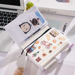 Carnet A6 en cuir PU à pages fixes rechargeables avec motif litchi, couverture de classeur de poche haut de gamme uniquement - Product Image 4